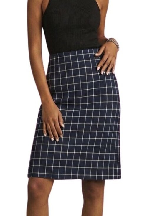 Lauren Ralph Lauren Dresses & Skirts - Ralph Lauren Plaid Midi Skirt Cotton Blend Vintage Blue Size Large 14